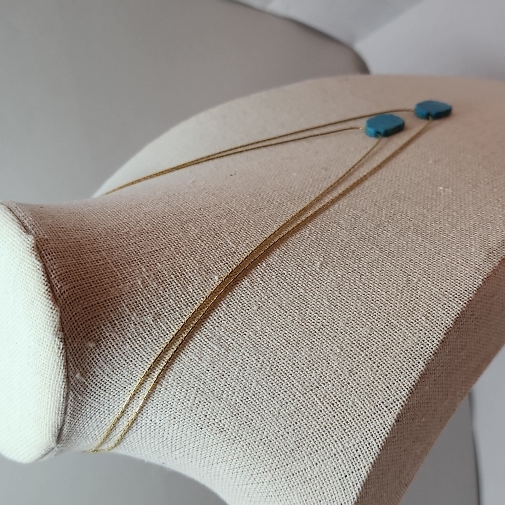Serefina Double Layer Stone Necklace Turquoise - Picture 2 of 6